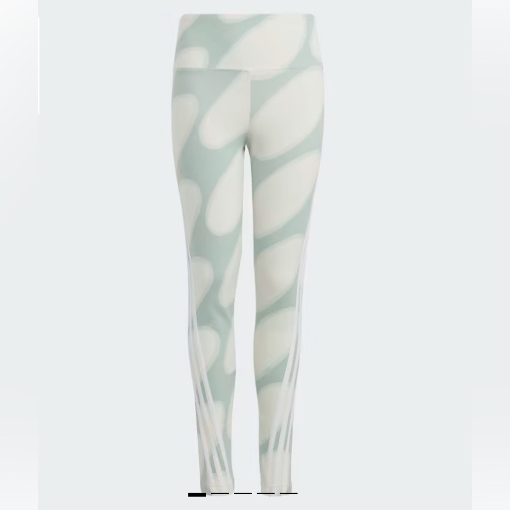 NWT Adidas Cream and Light Green cropped Leggings. Size small.